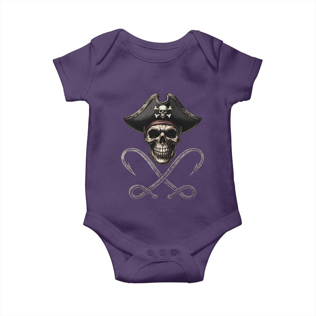 Funny Pirate Fishing Lover Baby Onesie Vintage Pirate Skull Hooks Fishing - Wonder Print Shop
