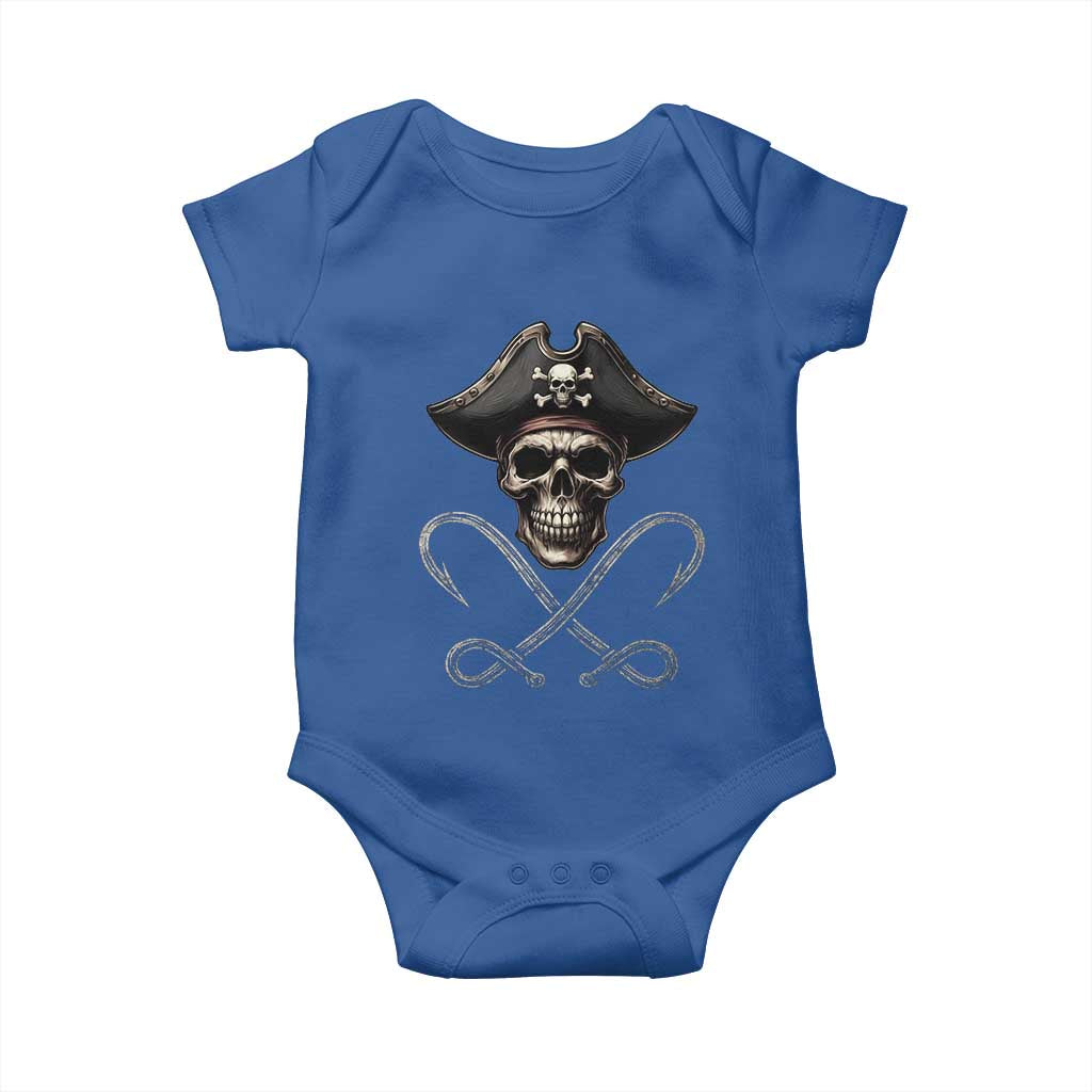 Funny Pirate Fishing Lover Baby Onesie Vintage Pirate Skull Hooks Fishing - Wonder Print Shop