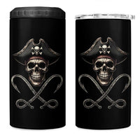 Funny Pirate Fishing Lover 4 in 1 Can Cooler Tumbler Vintage Pirate Skull Hooks Fishing - Wonder Print Shop