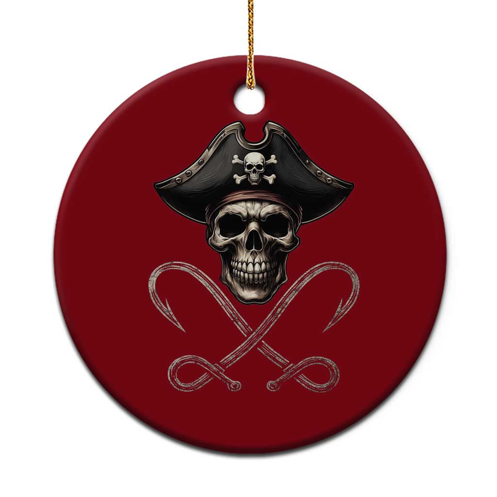 Funny Pirate Fishing Lover Ceramic Ornament Vintage Pirate Skull Hooks Fishing - Wonder Print Shop