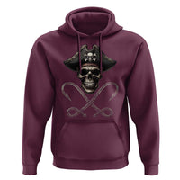 Funny Pirate Fishing Lover Hoodie Vintage Pirate Skull Hooks Fishing - Wonder Print Shop