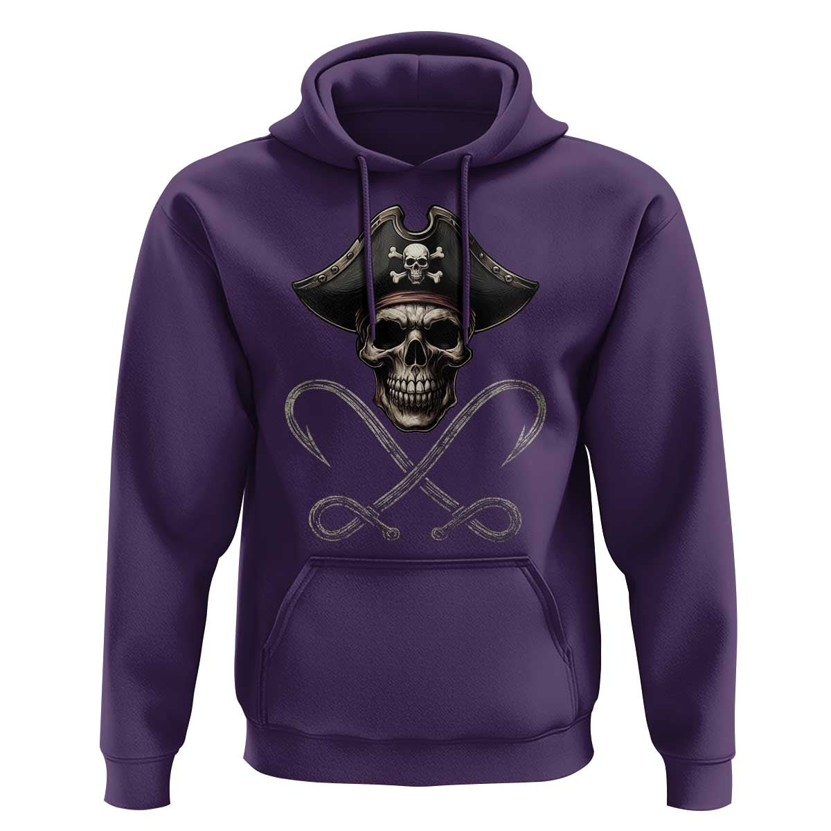 Funny Pirate Fishing Lover Hoodie Vintage Pirate Skull Hooks Fishing - Wonder Print Shop