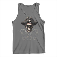 Funny Pirate Fishing Lover Tank Top Vintage Pirate Skull Hooks Fishing - Wonder Print Shop