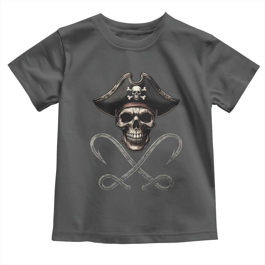 Funny Pirate Fishing Lover Toddler T Shirt Vintage Pirate Skull Hooks Fishing - Wonder Print Shop