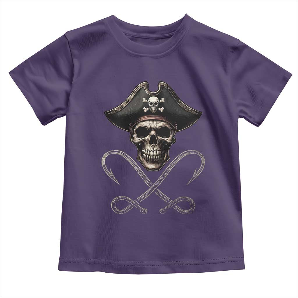 Funny Pirate Fishing Lover Toddler T Shirt Vintage Pirate Skull Hooks Fishing - Wonder Print Shop