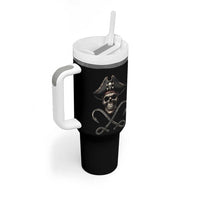 Funny Pirate Fishing Lover Tumbler With Handle Vintage Pirate Skull Hooks Fishing - Wonder Print Shop