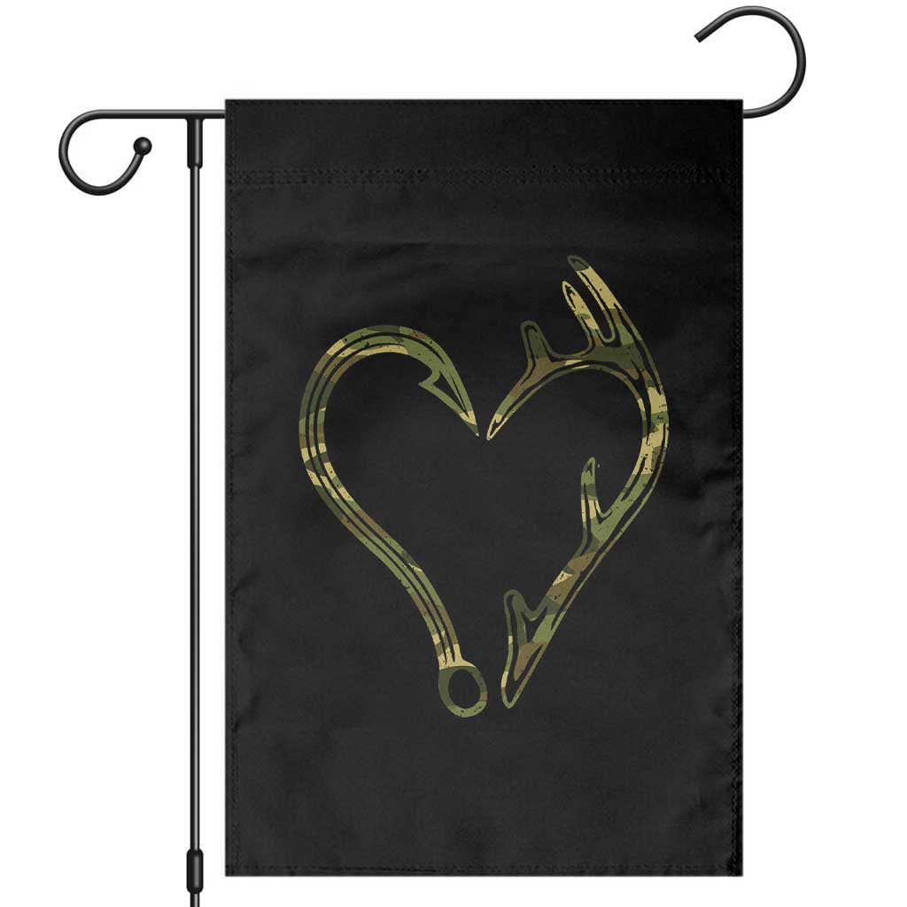 Fishing And Hunting Vintage Camo Hook Antler Heart Garden Flag - Wonder Print Shop