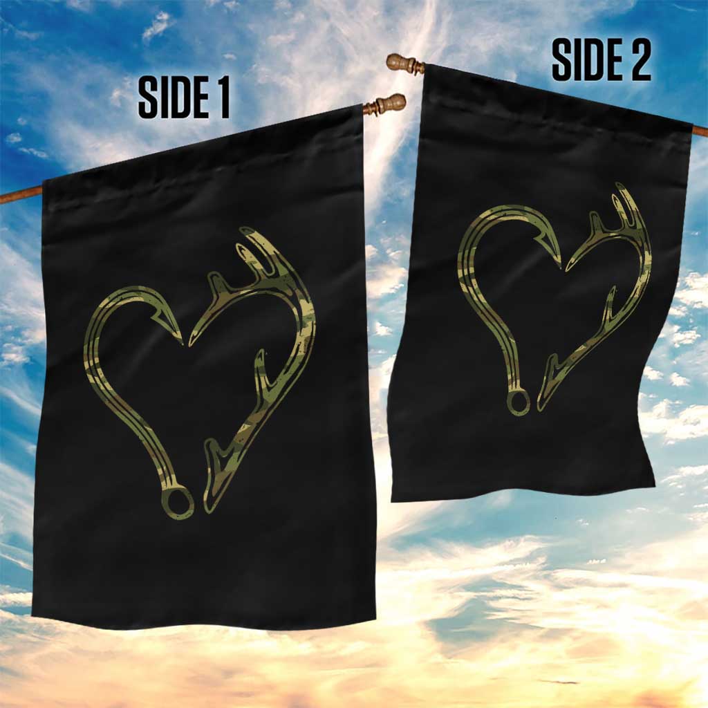 Fishing And Hunting Vintage Camo Hook Antler Heart Garden Flag - Wonder Print Shop