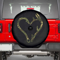 Fishing And Hunting Vintage Camo Hook Antler Heart Spare Tire Cover - Wonder Print Shop