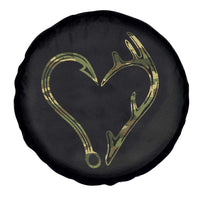 Fishing And Hunting Vintage Camo Hook Antler Heart Spare Tire Cover - Wonder Print Shop