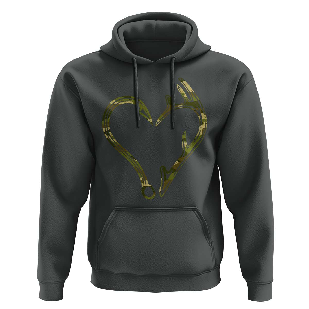 Fishing And Hunting Vintage Camo Hook Antler Heart Hoodie - Wonder Print Shop
