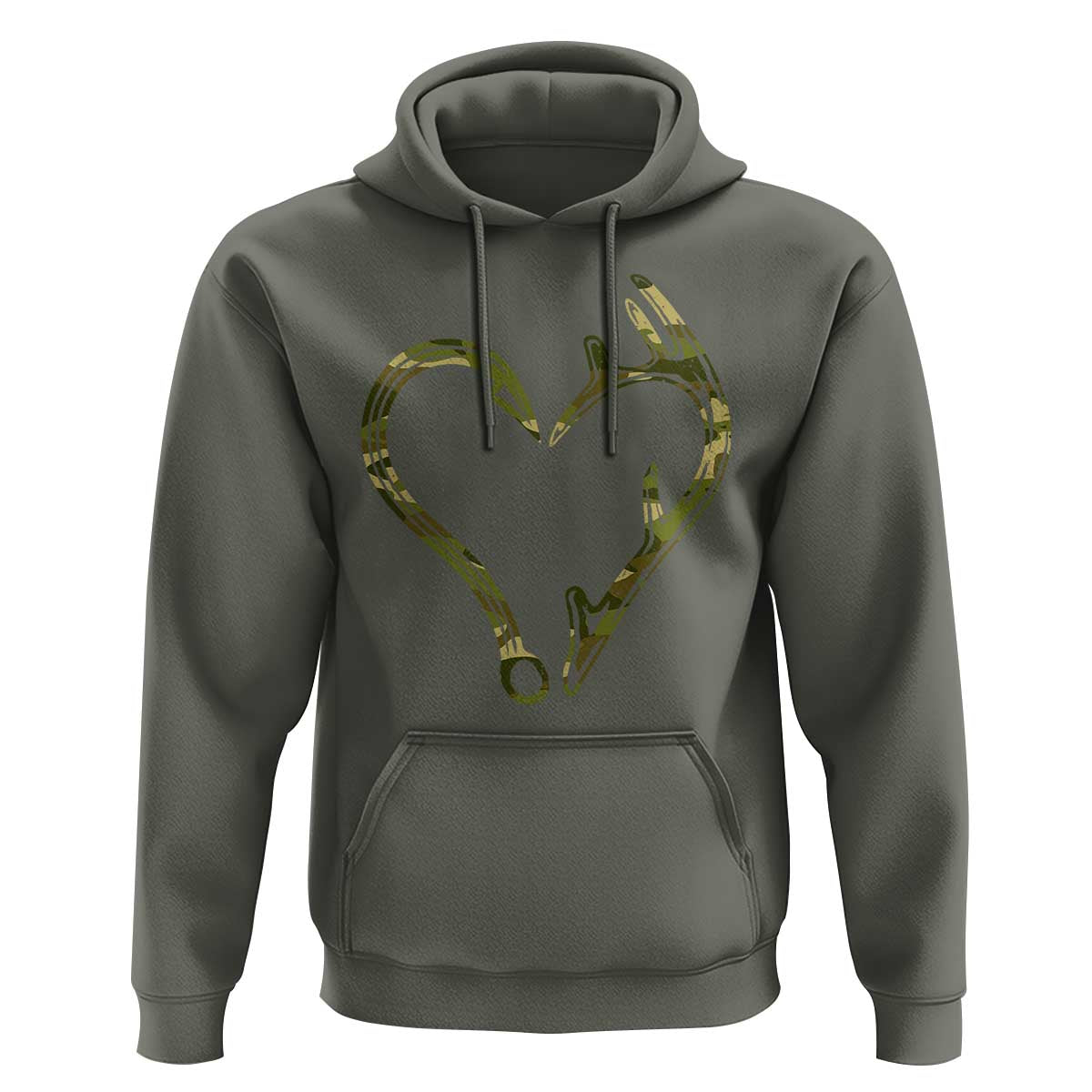 Fishing And Hunting Vintage Camo Hook Antler Heart Hoodie - Wonder Print Shop