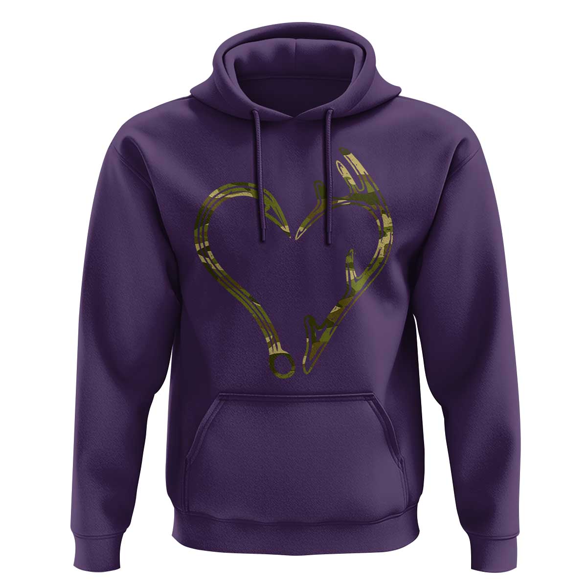 Fishing And Hunting Vintage Camo Hook Antler Heart Hoodie - Wonder Print Shop