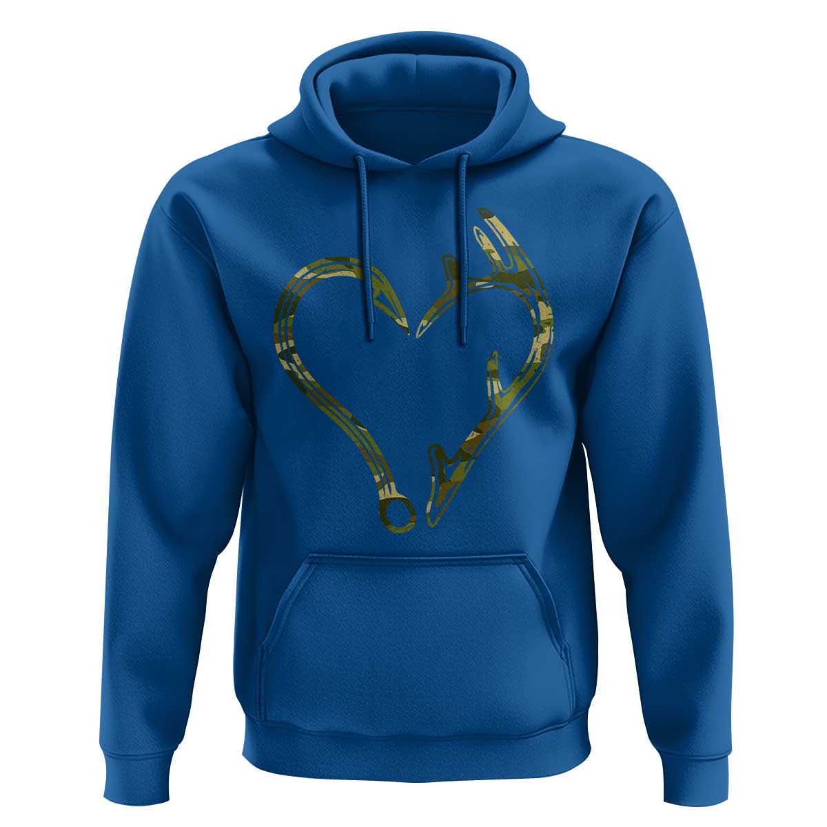 Fishing And Hunting Vintage Camo Hook Antler Heart Hoodie - Wonder Print Shop