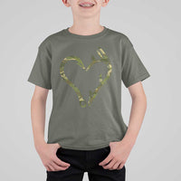 Fishing And Hunting Vintage Camo Hook Antler Heart T Shirt For Kid - Wonder Print Shop