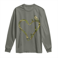 Fishing And Hunting Vintage Camo Hook Antler Heart Long Sleeve Shirt - Wonder Print Shop