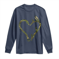 Fishing And Hunting Vintage Camo Hook Antler Heart Long Sleeve Shirt - Wonder Print Shop