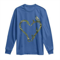 Fishing And Hunting Vintage Camo Hook Antler Heart Long Sleeve Shirt - Wonder Print Shop