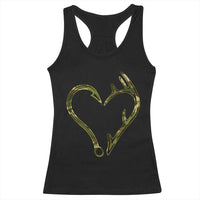 Fishing And Hunting Vintage Camo Hook Antler Heart Racerback Tank Top - Wonder Print Shop