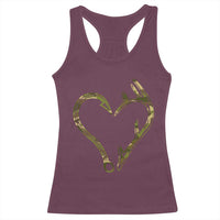 Fishing And Hunting Vintage Camo Hook Antler Heart Racerback Tank Top - Wonder Print Shop