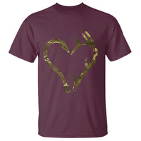 Fishing And Hunting Vintage Camo Hook Antler Heart T Shirt - Wonder Print Shop