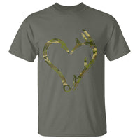 Fishing And Hunting Vintage Camo Hook Antler Heart T Shirt - Wonder Print Shop