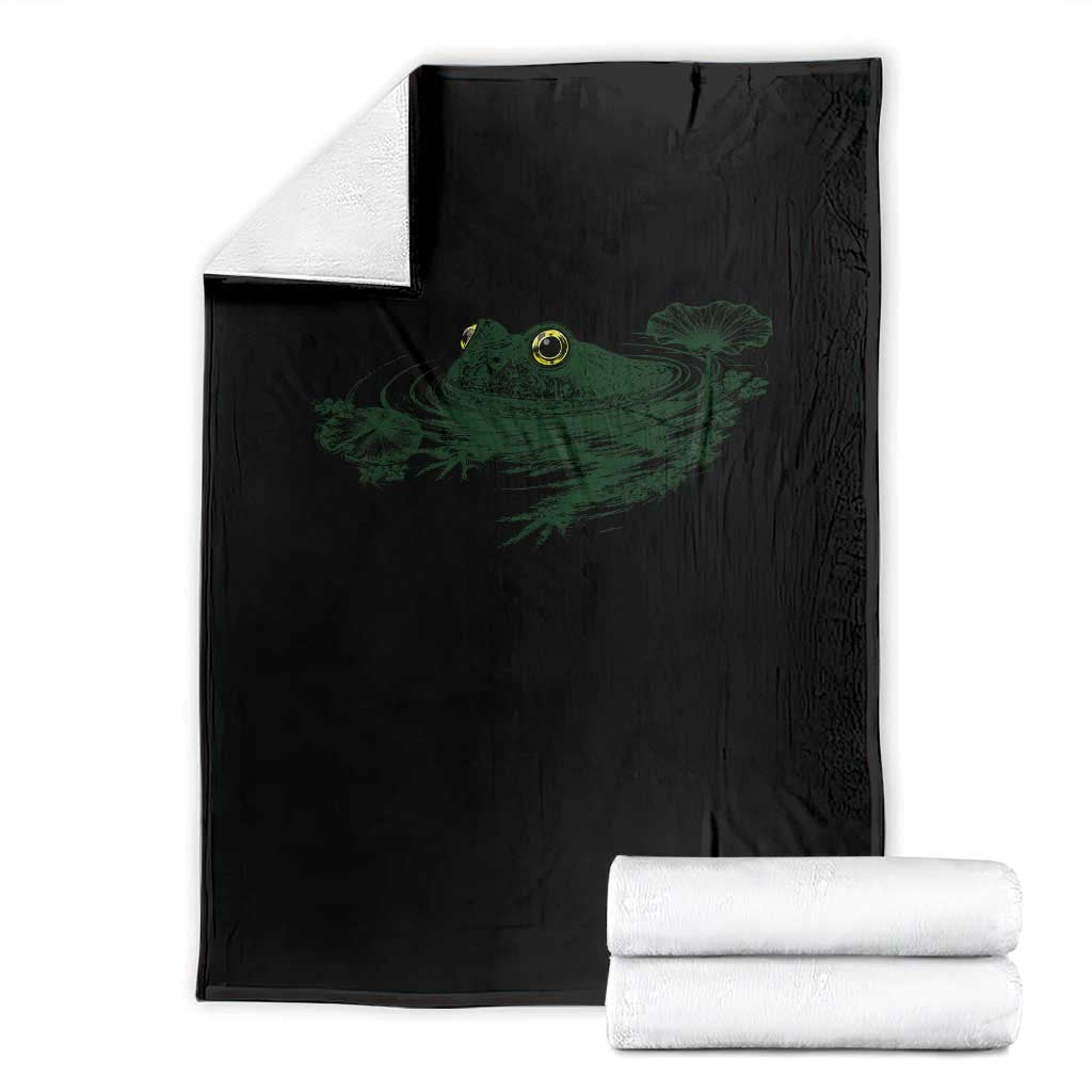 Funny Frog Swimming in Pond Cottagecore Style Throw Blanket