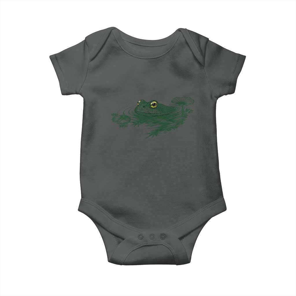 Funny Frog Swimming in Pond Cottagecore Style Baby Onesie