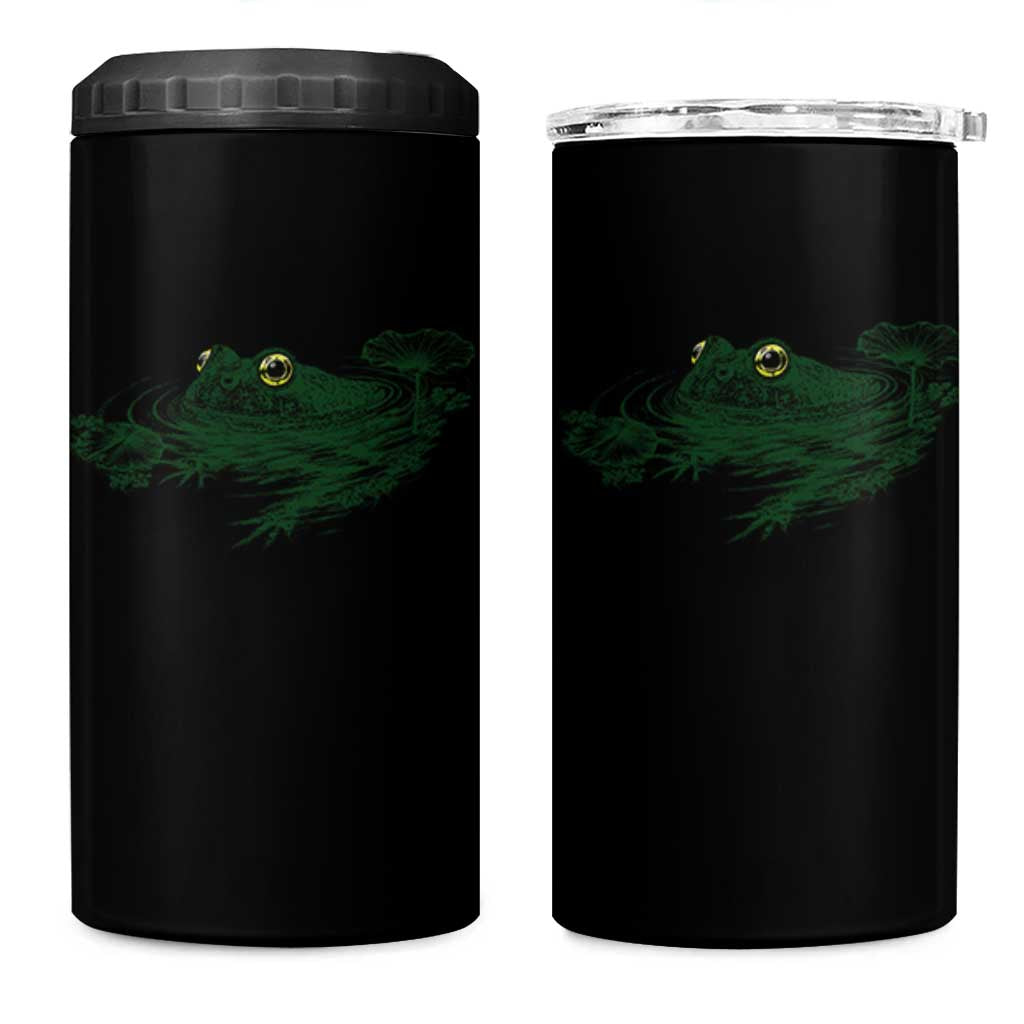 Funny Frog Swimming in Pond Cottagecore Style 4 in 1 Can Cooler Tumbler