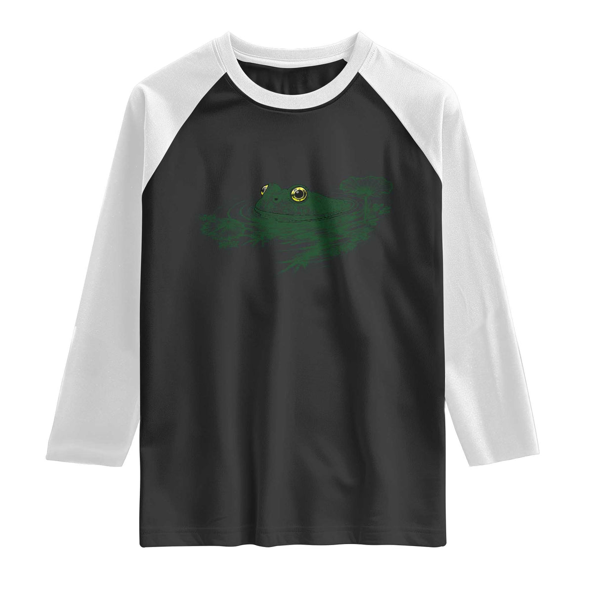 Funny Frog Swimming in Pond Cottagecore Style Raglan Shirt