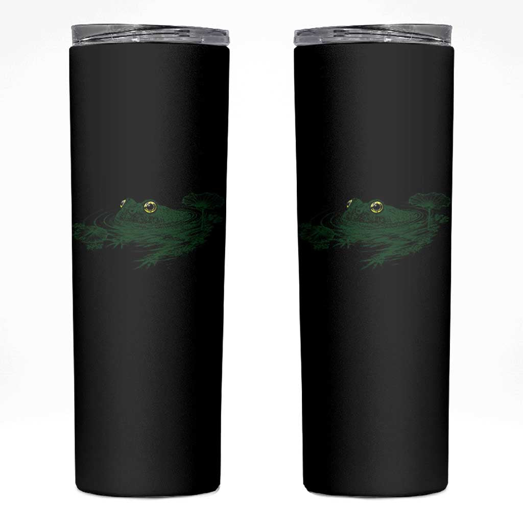 Funny Frog Swimming in Pond Cottagecore Style Skinny Tumbler