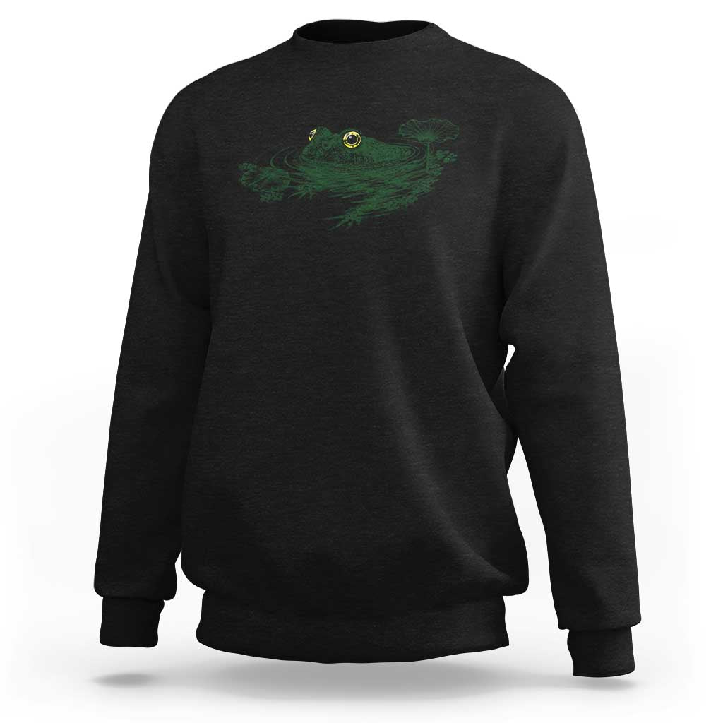 Funny Frog Swimming in Pond Cottagecore Style Sweatshirt