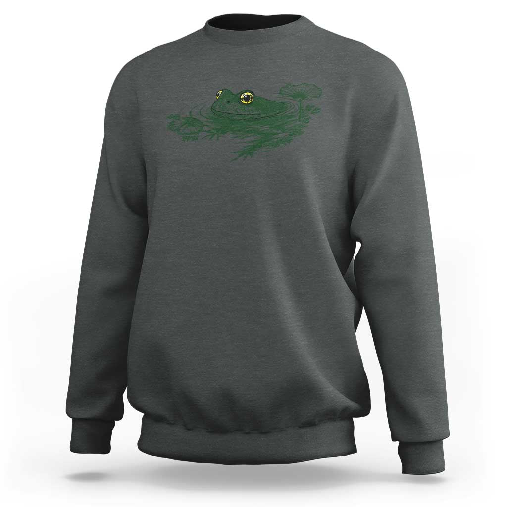 Funny Frog Swimming in Pond Cottagecore Style Sweatshirt