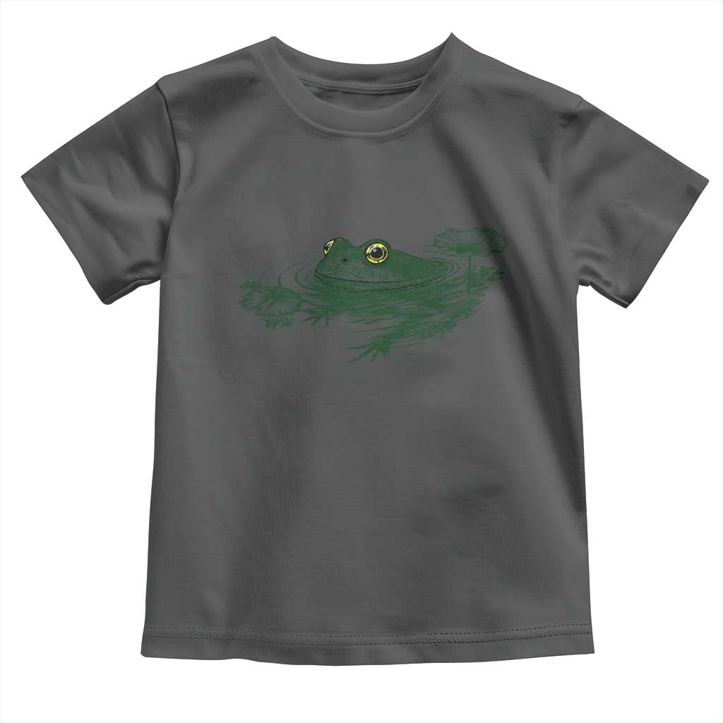 Funny Frog Swimming in Pond Cottagecore Style Toddler T Shirt