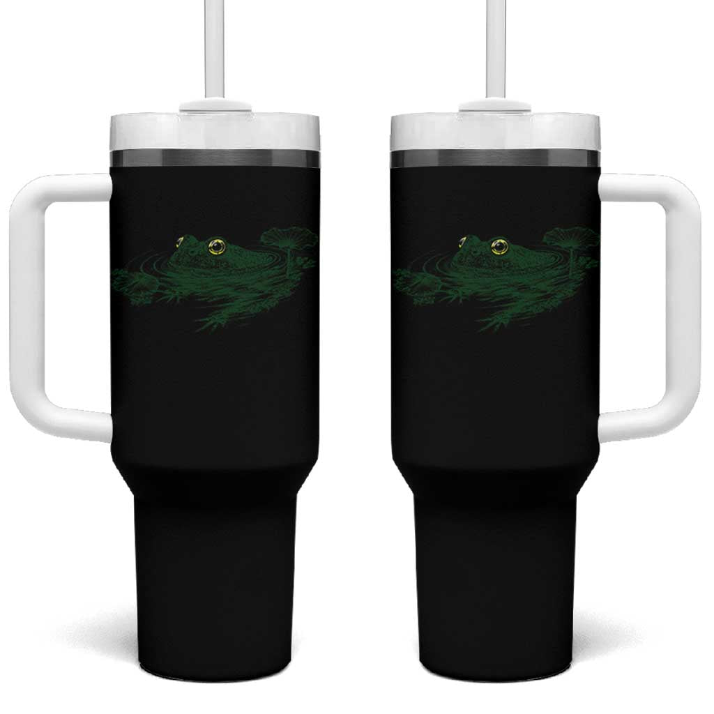 Funny Frog Swimming in Pond Cottagecore Style Tumbler With Handle
