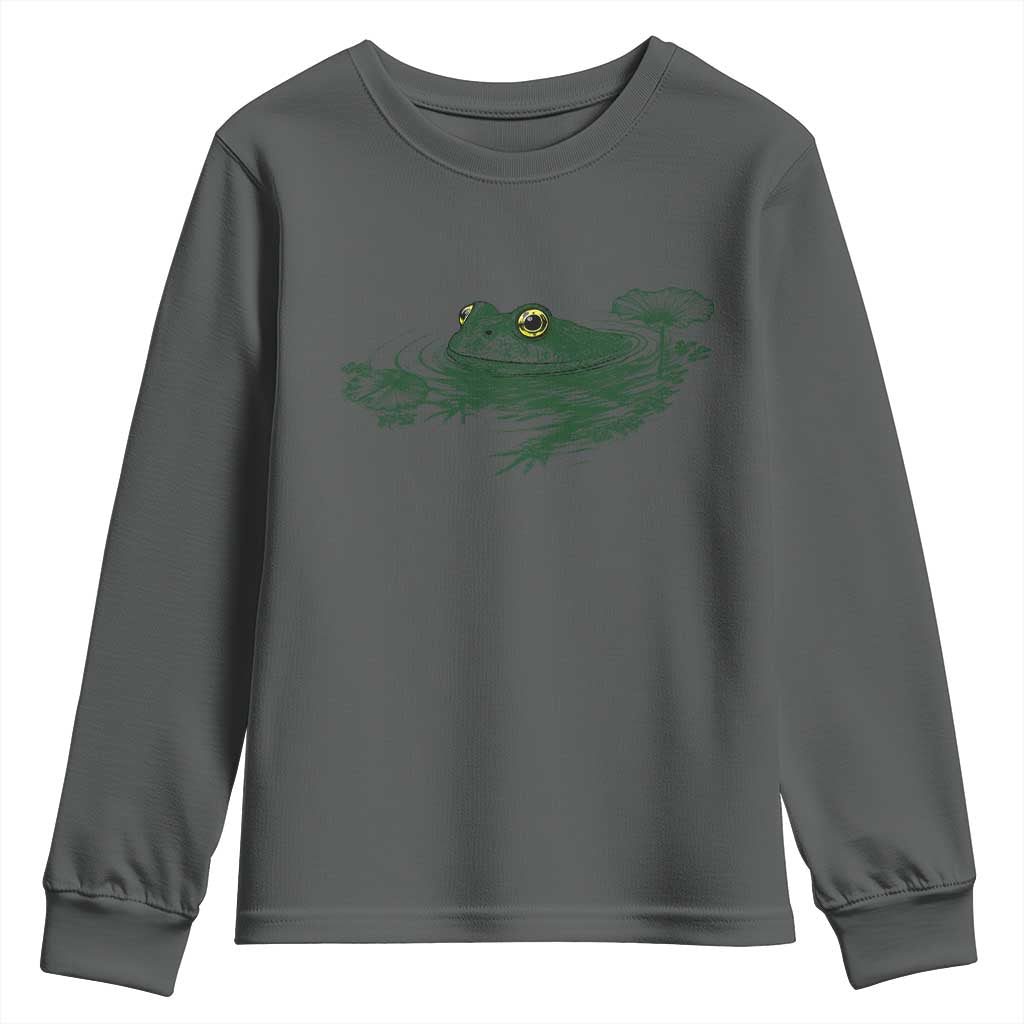 Funny Frog Swimming in Pond Cottagecore Style Youth Sweatshirt
