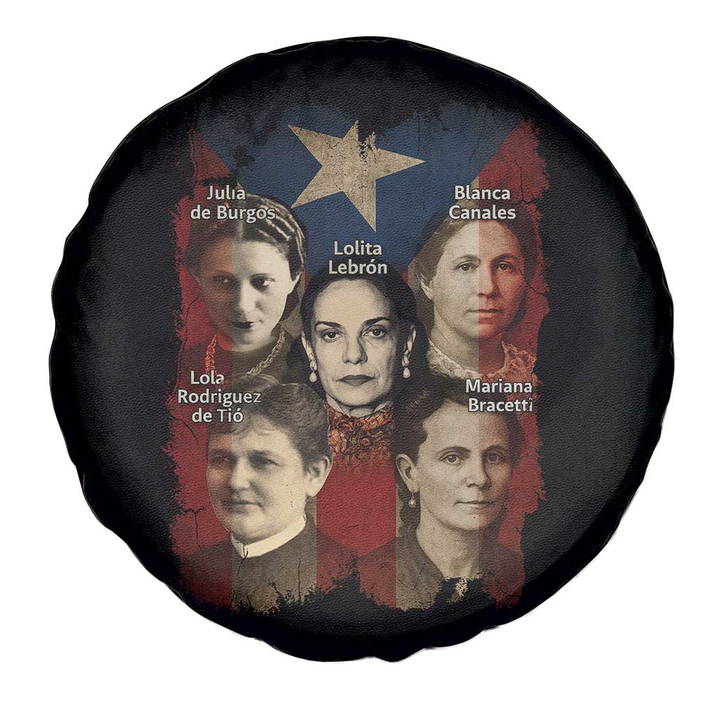 Puerto Rican Heroines Spare Tire Cover Boricua Julia Lolita Blanca Mariana Lola Puerto Rico Flag - Wonder Print Shop
