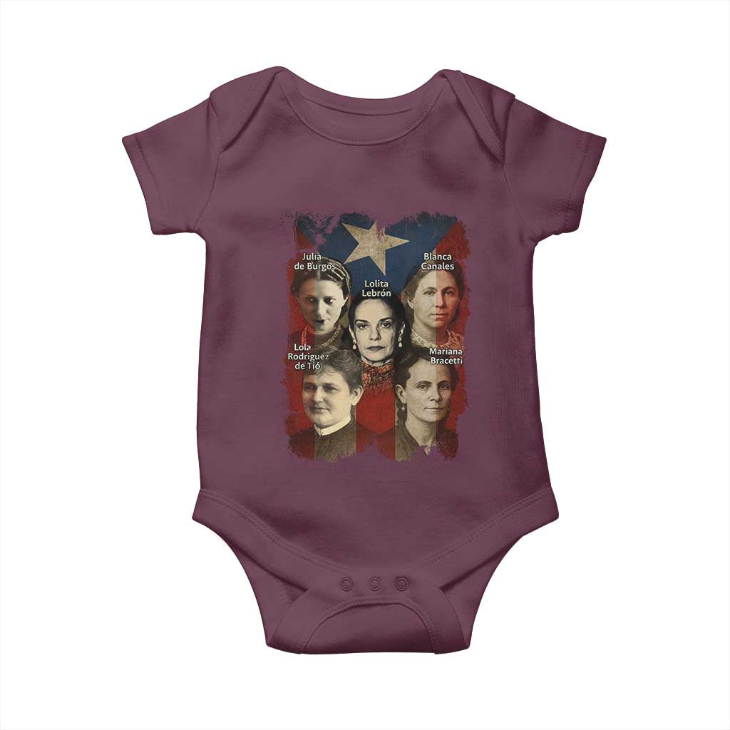 Puerto Rican Heroines Baby Onesie Boricua Julia Lolita Blanca Mariana Lola Puerto Rico Flag - Wonder Print Shop