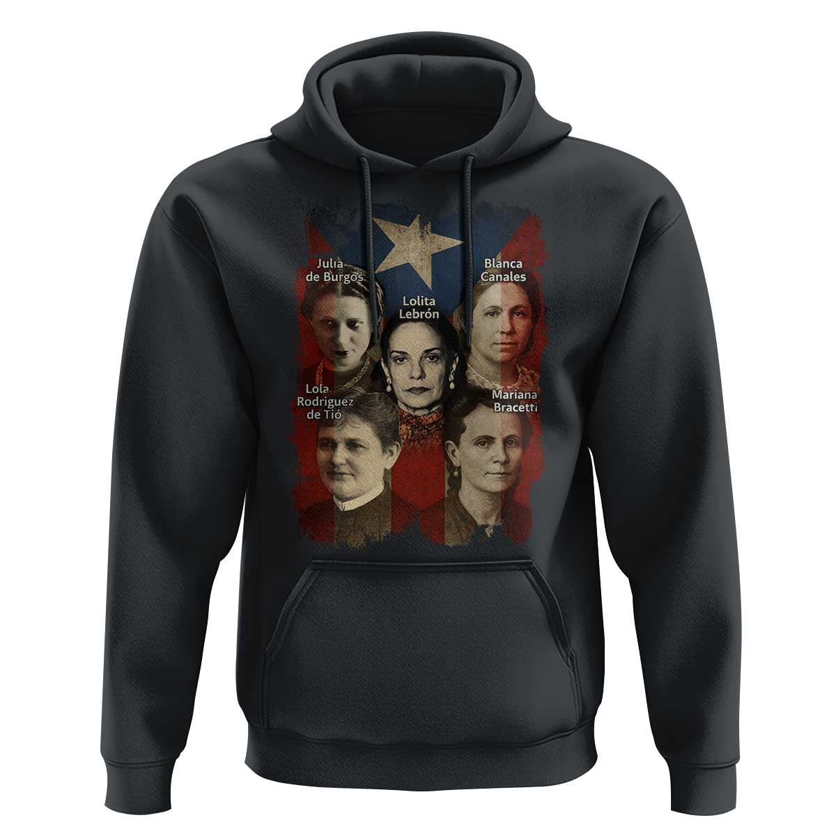 Puerto Rican Heroines Hoodie Boricua Julia Lolita Blanca Mariana Lola Puerto Rico Flag - Wonder Print Shop