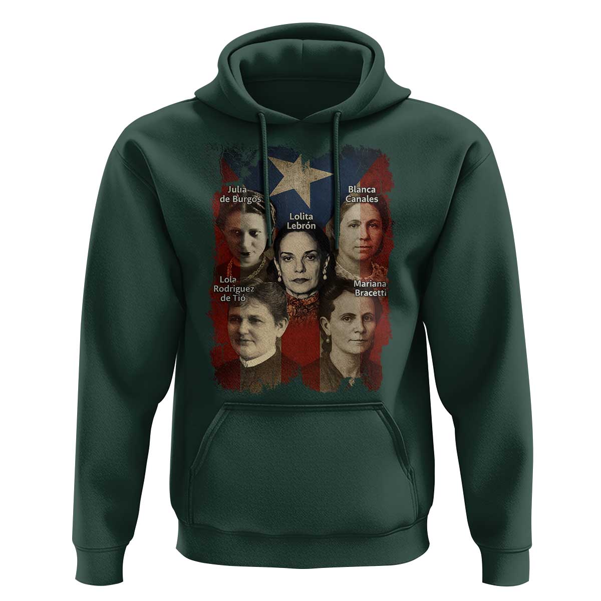 Puerto Rican Heroines Hoodie Boricua Julia Lolita Blanca Mariana Lola Puerto Rico Flag - Wonder Print Shop