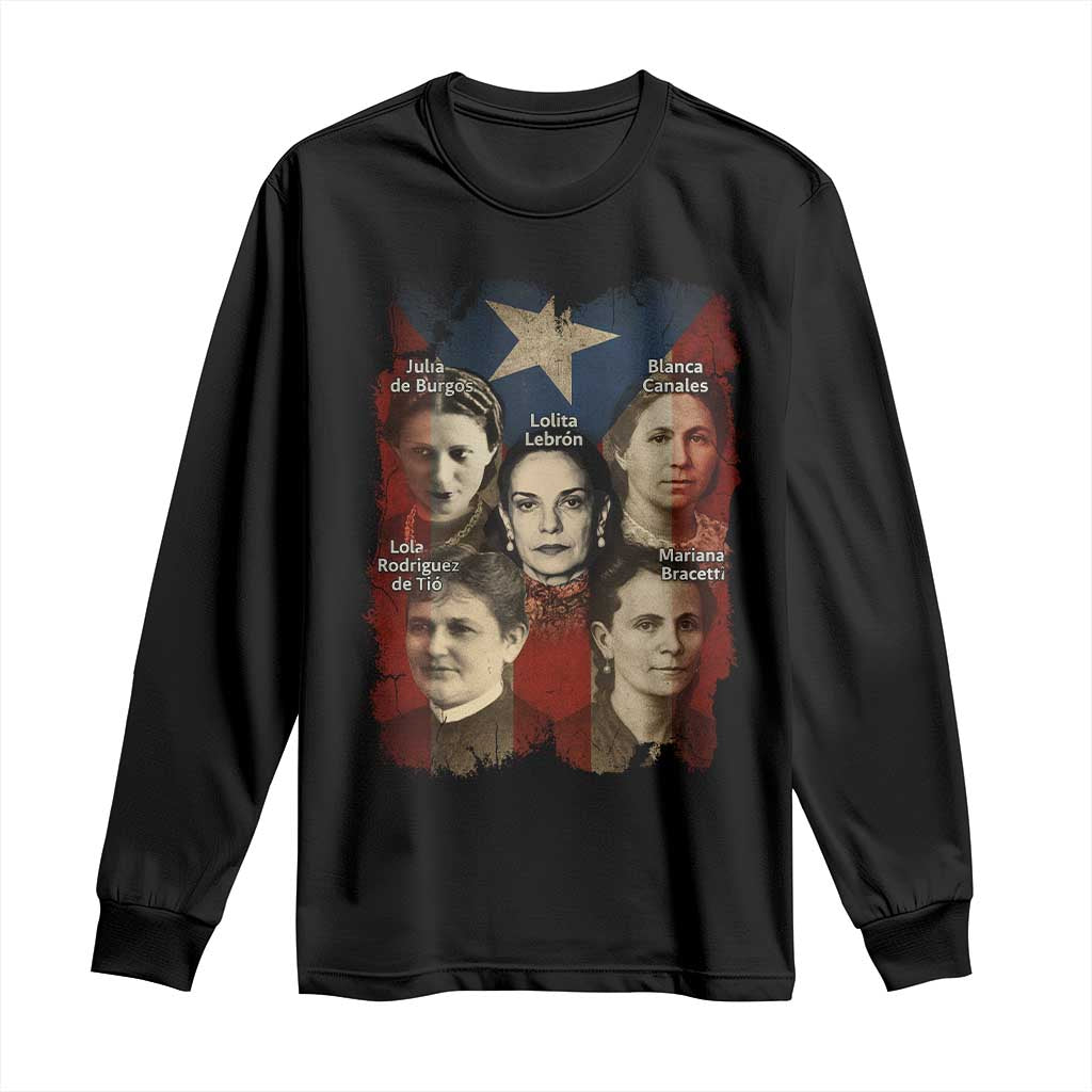 Puerto Rican Heroines Long Sleeve Shirt Boricua Julia Lolita Blanca Mariana Lola Puerto Rico Flag - Wonder Print Shop