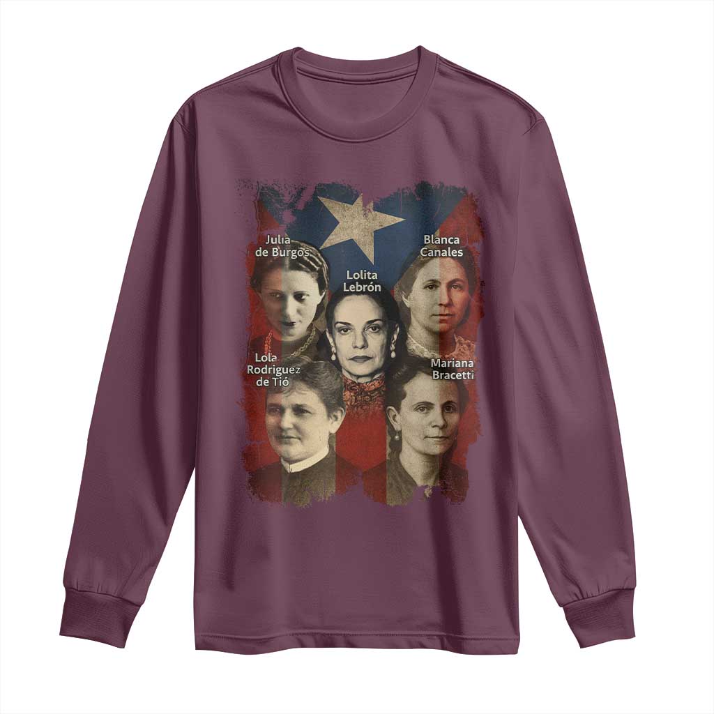 Puerto Rican Heroines Long Sleeve Shirt Boricua Julia Lolita Blanca Mariana Lola Puerto Rico Flag - Wonder Print Shop