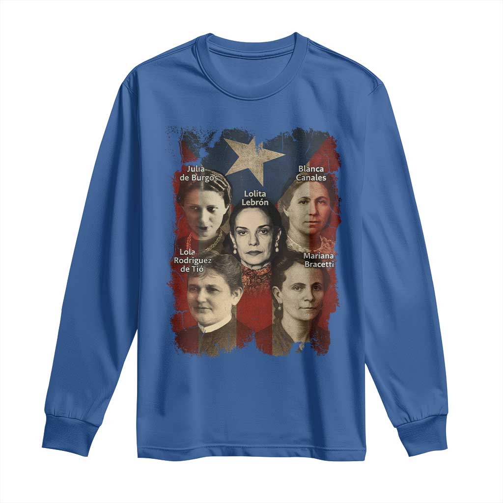 Puerto Rican Heroines Long Sleeve Shirt Boricua Julia Lolita Blanca Mariana Lola Puerto Rico Flag - Wonder Print Shop