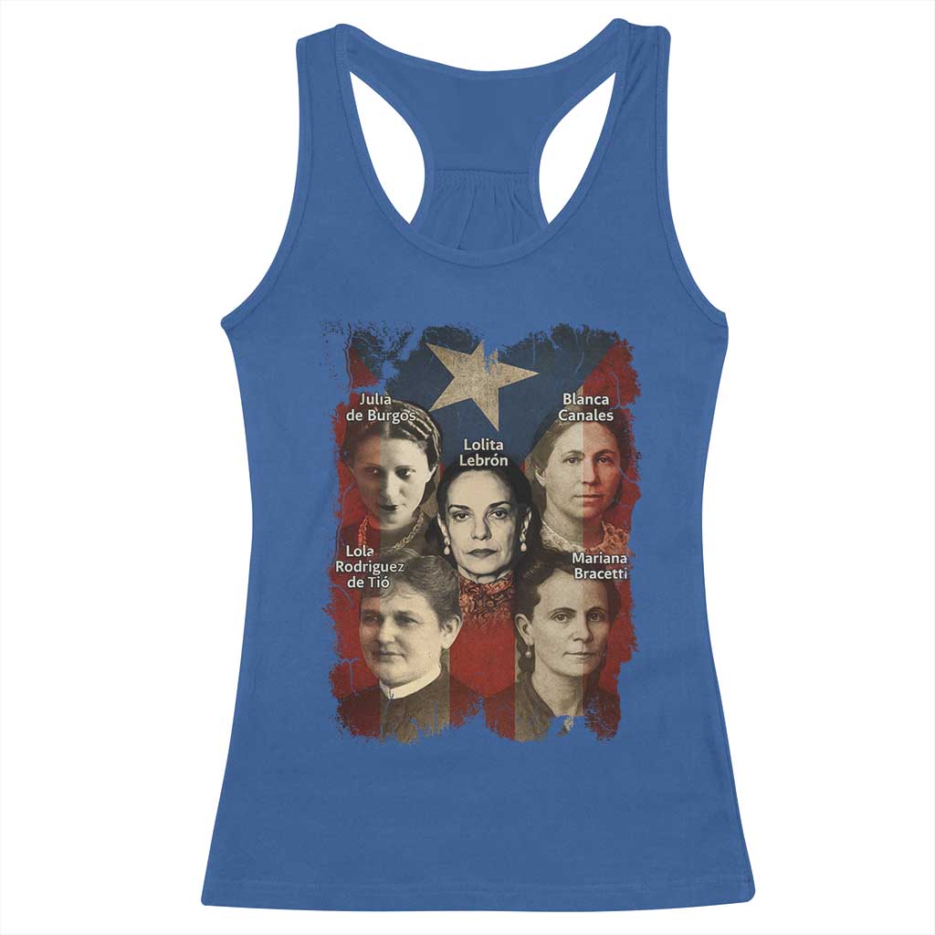 Puerto Rican Heroines Racerback Tank Top Boricua Julia Lolita Blanca Mariana Lola Puerto Rico Flag - Wonder Print Shop