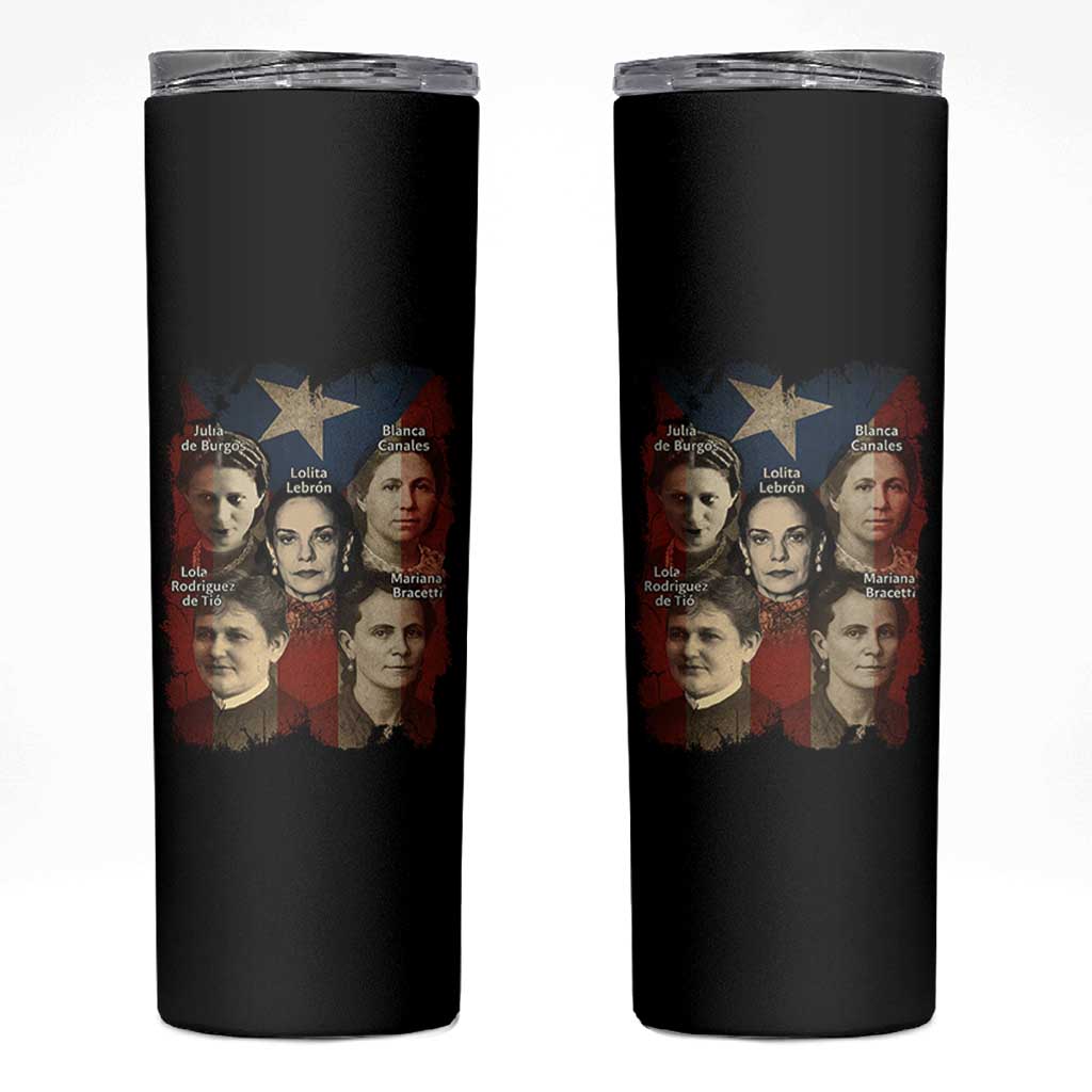 Puerto Rican Heroines Skinny Tumbler Boricua Julia Lolita Blanca Mariana Lola Puerto Rico Flag - Wonder Print Shop