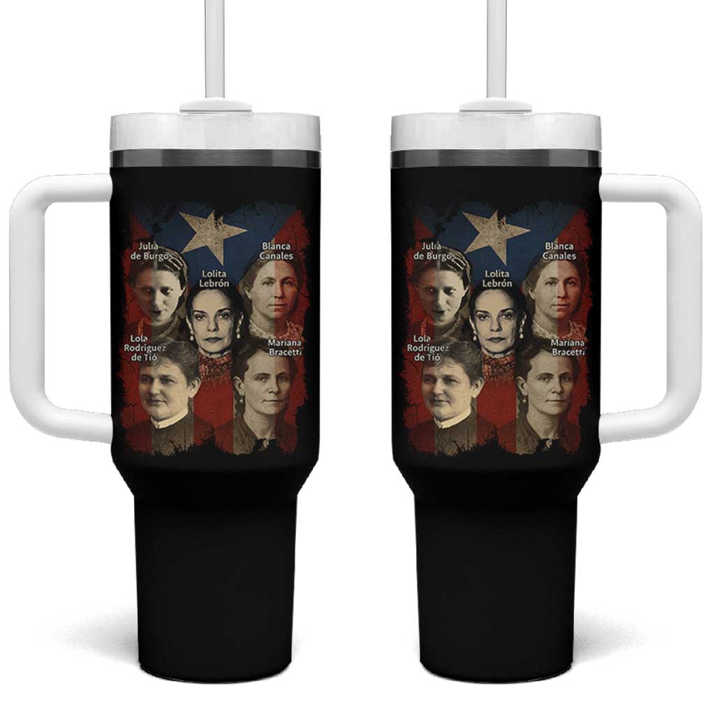 Puerto Rican Heroines Tumbler With Handle Boricua Julia Lolita Blanca Mariana Lola Puerto Rico Flag - Wonder Print Shop