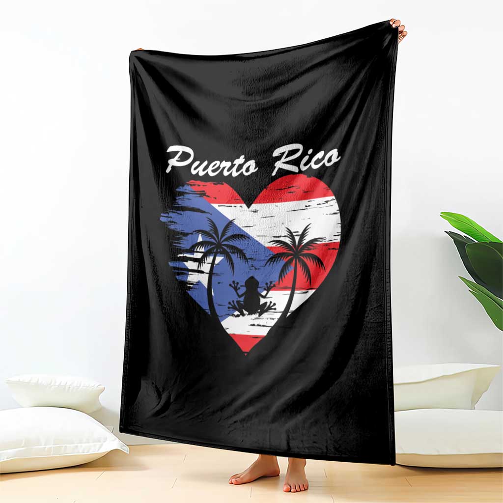Puerto Rico Throw Blanket Boricua Coqui Frog Vintage Puerto Rican Flag - Wonder Print Shop