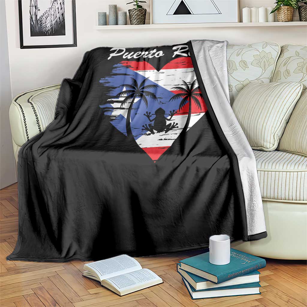 Puerto Rico Throw Blanket Boricua Coqui Frog Vintage Puerto Rican Flag - Wonder Print Shop