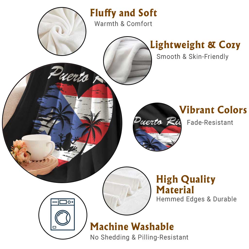 Puerto Rico Throw Blanket Boricua Coqui Frog Vintage Puerto Rican Flag - Wonder Print Shop