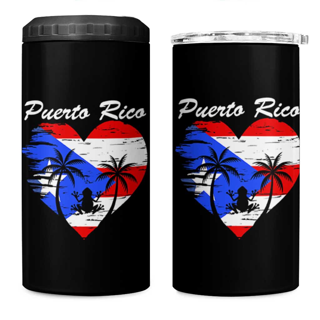 Puerto Rico 4 in 1 Can Cooler Tumbler Boricua Coqui Frog Vintage Puerto Rican Flag - Wonder Print Shop